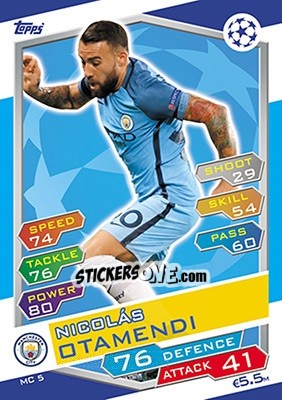 Sticker Nicolás Otamendi - UEFA Champions League 2016-2017. Match Attax n. MC5 - Topps