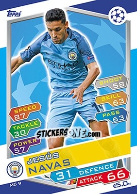 Sticker Jesús Navas - UEFA Champions League 2016-2017. Match Attax n. MC9 - Topps