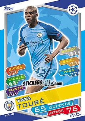 Sticker Yaya Touré - UEFA Champions League 2016-2017. Match Attax n. MC10 - Topps