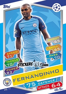 Sticker Fernandinho - UEFA Champions League 2016-2017. Match Attax n. MC11 - Topps