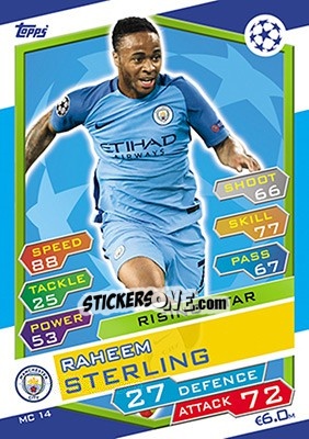 Sticker Raheem Sterling - UEFA Champions League 2016-2017. Match Attax n. MC14 - Topps