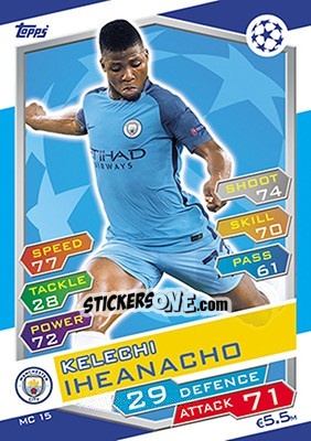 Sticker Kelechi Iheanacho - UEFA Champions League 2016-2017. Match Attax n. MC15 - Topps