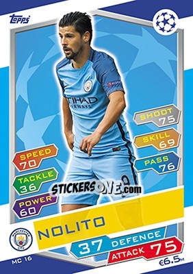 Sticker Nolito - UEFA Champions League 2016-2017. Match Attax - Topps