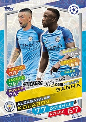 Figurina Aleksandar Kolarov / Bacary Sagna - UEFA Champions League 2016-2017. Match Attax - Topps