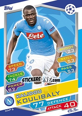 Sticker Kalidou Koulibaly - UEFA Champions League 2016-2017. Match Attax n. NAP6 - Topps
