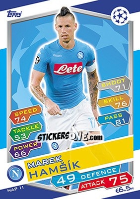 Cromo Marek Hamšík - UEFA Champions League 2016-2017. Match Attax n. NAP11 - Topps