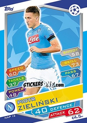 Sticker Piotr Zieliński - UEFA Champions League 2016-2017. Match Attax n. NAP12 - Topps