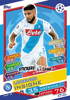 Sticker Lorenzo Insigne - UEFA Champions League 2016-2017. Match Attax n. NAP15 - Topps