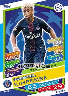 Sticker Presnel Kimpembe - UEFA Champions League 2016-2017. Match Attax n. PSG3 - Topps