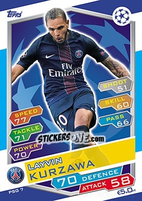 Sticker Layvin Kurzawa - UEFA Champions League 2016-2017. Match Attax n. PSG7 - Topps