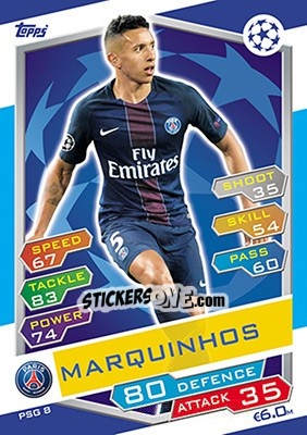 Sticker Marquinhos - UEFA Champions League 2016-2017. Match Attax n. PSG8 - Topps