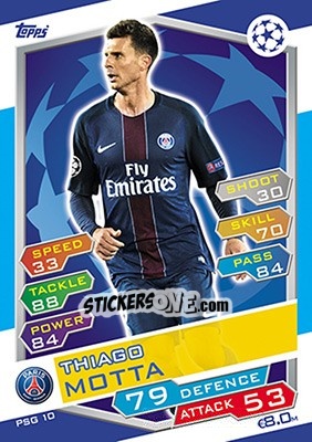 Figurina Thiago Motta - UEFA Champions League 2016-2017. Match Attax - Topps