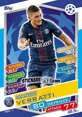 Figurina Marco Verratti - UEFA Champions League 2016-2017. Match Attax - Topps