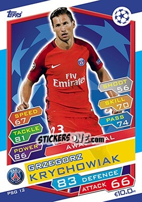 Sticker Grzegorz Krychowiak - UEFA Champions League 2016-2017. Match Attax - Topps