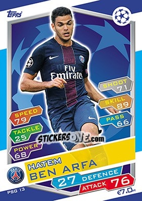 Figurina Hatem Ben Arfa - UEFA Champions League 2016-2017. Match Attax - Topps