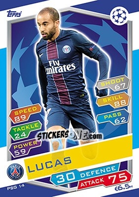 Sticker Lucas Moura - UEFA Champions League 2016-2017. Match Attax - Topps