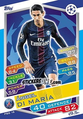 Sticker Ángel Di María - UEFA Champions League 2016-2017. Match Attax - Topps