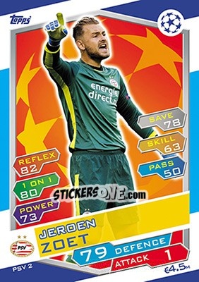 Figurina Jeroen Zoet - UEFA Champions League 2016-2017. Match Attax - Topps