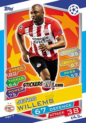 Sticker Jetro Willems - UEFA Champions League 2016-2017. Match Attax - Topps