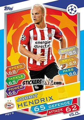 Sticker Jorrit Hendrix - UEFA Champions League 2016-2017. Match Attax - Topps