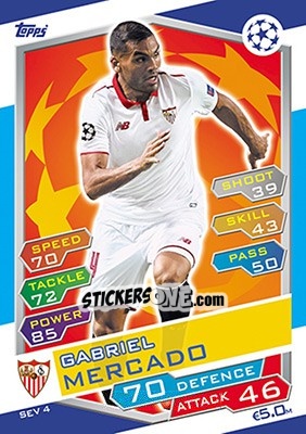 Sticker Gabriel Mercado - UEFA Champions League 2016-2017. Match Attax n. SEV4 - Topps