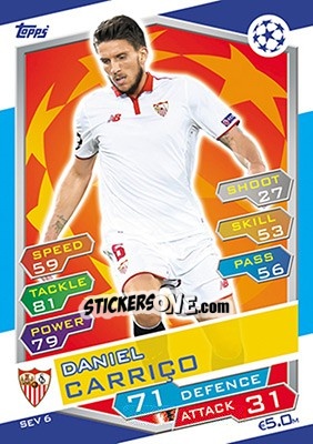 Sticker Daniel Carriço - UEFA Champions League 2016-2017. Match Attax n. SEV6 - Topps