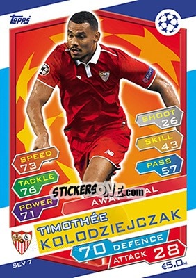 Sticker Timothée Kolodziejczak - UEFA Champions League 2016-2017. Match Attax - Topps