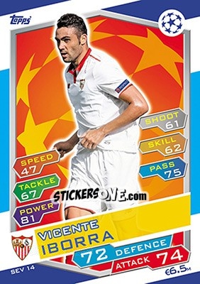 Sticker Vicente Iborra - UEFA Champions League 2016-2017. Match Attax - Topps