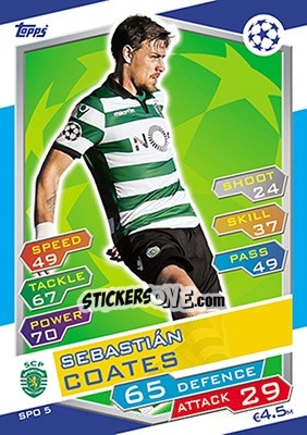 Cromo Sebastián Coates - UEFA Champions League 2016-2017. Match Attax - Topps