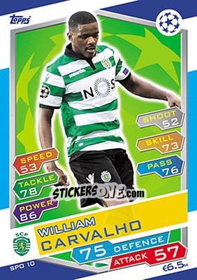 Sticker William Carvalho - UEFA Champions League 2016-2017. Match Attax n. SPO10 - Topps