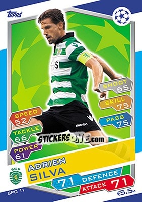 Sticker Adrien Silva - UEFA Champions League 2016-2017. Match Attax n. SPO11 - Topps