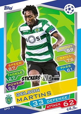 Sticker Gelson Martins - UEFA Champions League 2016-2017. Match Attax - Topps