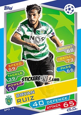 Sticker Bryan Ruiz - UEFA Champions League 2016-2017. Match Attax n. SPO14 - Topps