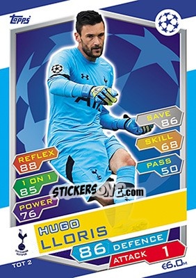 Sticker Hugo Lloris - UEFA Champions League 2016-2017. Match Attax n. TOT2 - Topps