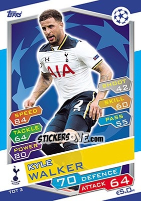 Sticker Kyle Walker - UEFA Champions League 2016-2017. Match Attax n. TOT3 - Topps