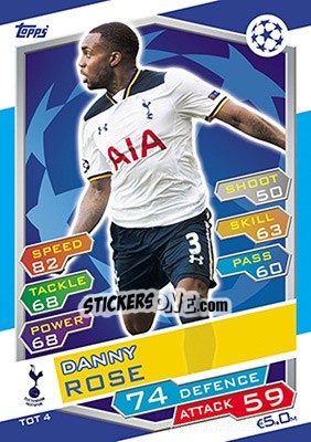 Cromo Danny Rose - UEFA Champions League 2016-2017. Match Attax - Topps