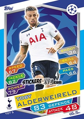 Sticker Toby Alderweireld - UEFA Champions League 2016-2017. Match Attax n. TOT5 - Topps