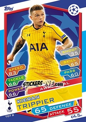 Sticker Kieran Trippier - UEFA Champions League 2016-2017. Match Attax n. TOT8 - Topps
