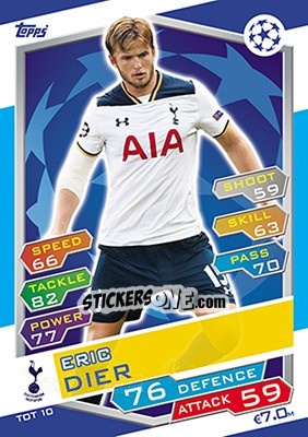 Sticker Eric Dier - UEFA Champions League 2016-2017. Match Attax n. TOT10 - Topps