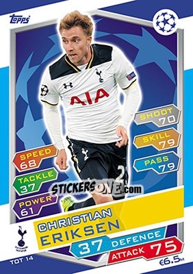 Sticker Christian Eriksen - UEFA Champions League 2016-2017. Match Attax - Topps
