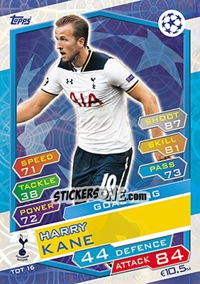 Sticker Harry Kane - UEFA Champions League 2016-2017. Match Attax n. TOT16 - Topps