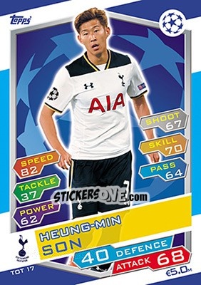 Sticker Heung-Min Son - UEFA Champions League 2016-2017. Match Attax n. TOT17 - Topps