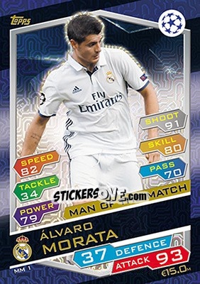 Sticker Álvaro Morata - UEFA Champions League 2016-2017. Match Attax n. MM1 - Topps