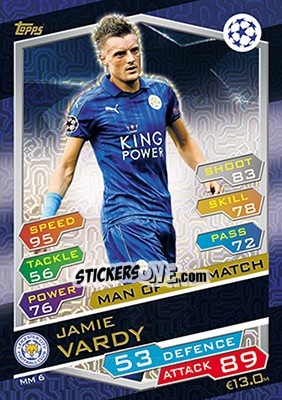 Sticker Jamie Vardy - UEFA Champions League 2016-2017. Match Attax n. MM6 - Topps