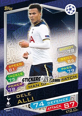 Sticker Dele Alli - UEFA Champions League 2016-2017. Match Attax n. MM7 - Topps