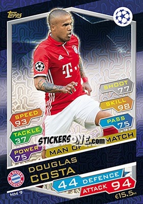 Sticker Douglas Costa - UEFA Champions League 2016-2017. Match Attax n. MM9 - Topps