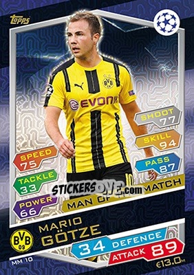 Sticker Mario Götze - UEFA Champions League 2016-2017. Match Attax n. MM10 - Topps
