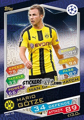 Sticker Mario Götze - UEFA Champions League 2016-2017. Match Attax - Topps