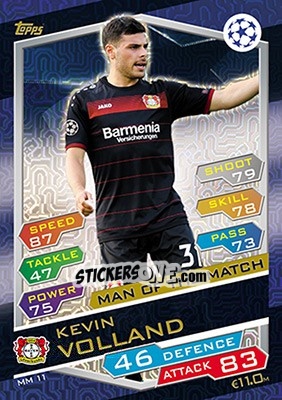 Sticker Kevin Volland - UEFA Champions League 2016-2017. Match Attax n. MM11 - Topps