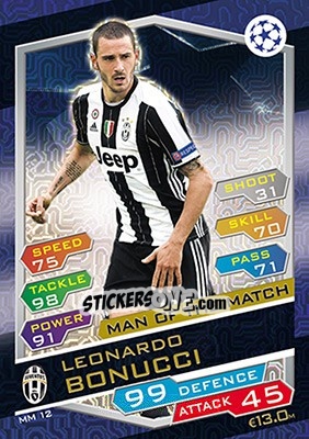 Sticker Leonardo Bonucci - UEFA Champions League 2016-2017. Match Attax n. MM12 - Topps